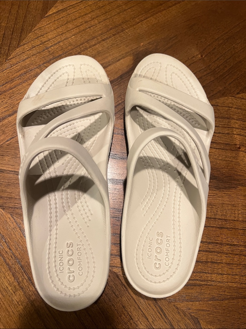 CROCS Women’s Cream Slide Sandals with Strappy Upper